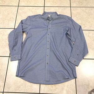 LL Bean  Mens Large Tall Blue/ Houndstooth Button Up Long Sleeve